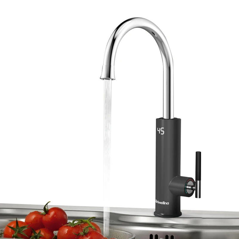Briwellna 220V plastic material black instant heating electric water faucet tap for kitchen