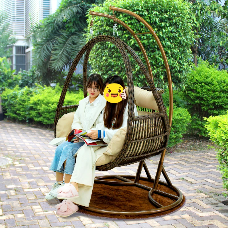 Patio Swings Outdoor Rattan Egg Chair Garden Furniture Double Leisure Wicker Hanging With