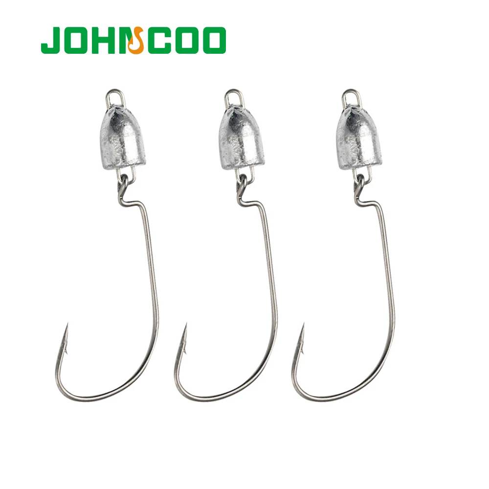 JOHNCOO New Type 3.5g 5g 7g Swing Hydrodynamic Design Jig Bullet Head Fishing Hooks 5pcs/bag