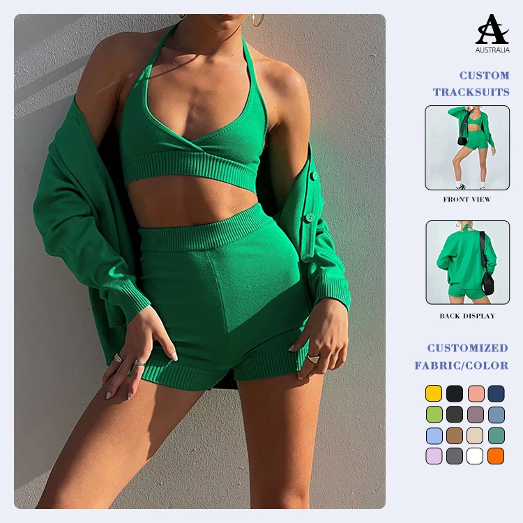Woman s Clothing 2 Pcs Shorts Set Wholesale Outfit Two Piece Summer Sweater Sets Fashionable Women Tops And Pants Suits Sets