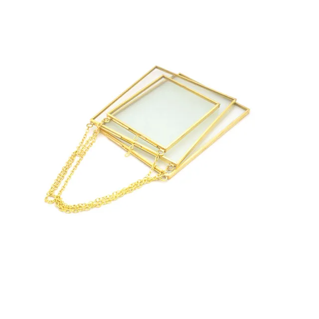 Оптовая продажа, винтажная стеклянная Современная Настенная подвесная золотая металлическая рамка для фотографий 4x6 8x10 a4