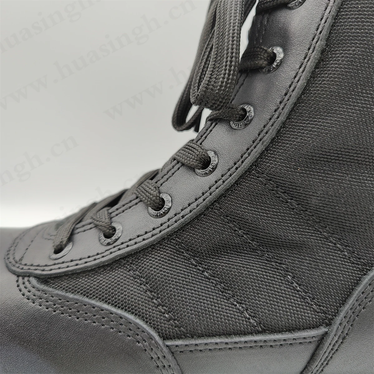 YQQ,outdoor black tactical boots with side zipper abrasion resistant rubber outsole with stitching combat boots HSM044