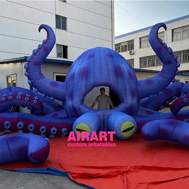 Giant size blue color music festival DJ stage decoration inflatable octopus balloon