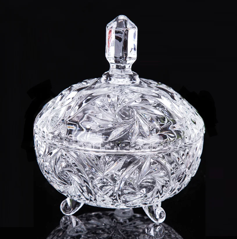 Wholesale Crystal Clear Glass Sugar Jar Sugar Bowl Glass Candy food storage Jars with Lid