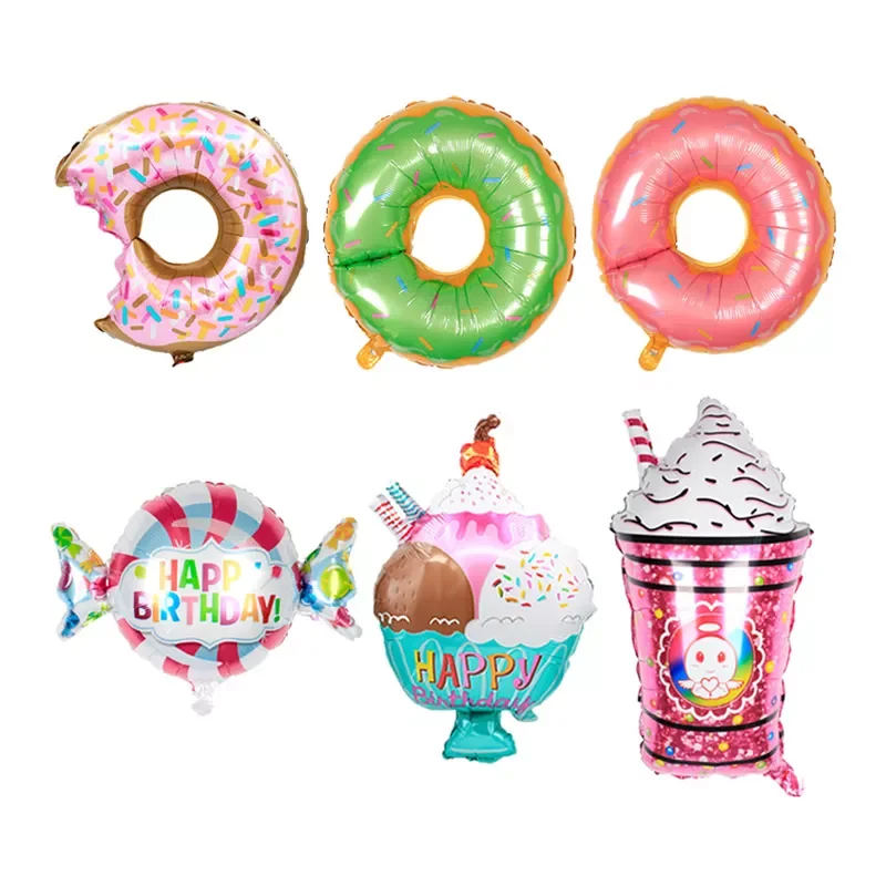 RUI YI LUCKY Large candy aluminum balloon Burger donut ice cream cartoon aluminum balloon birthday party decoration