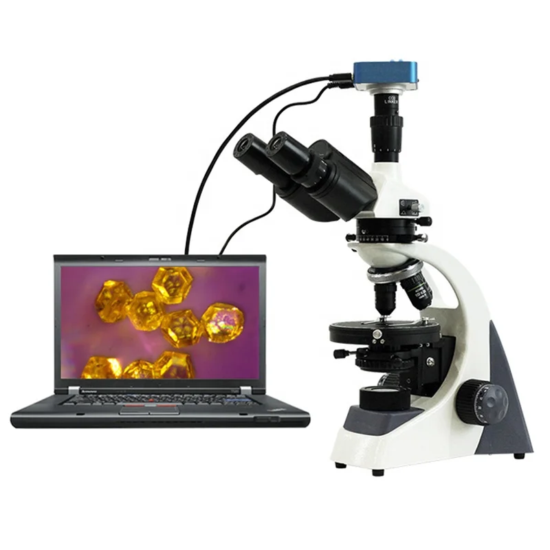PLJ-137A 40X~1600X Easy Operation Powder Crystal Trinocular Standard Polarizing Microscope with LED Light Source