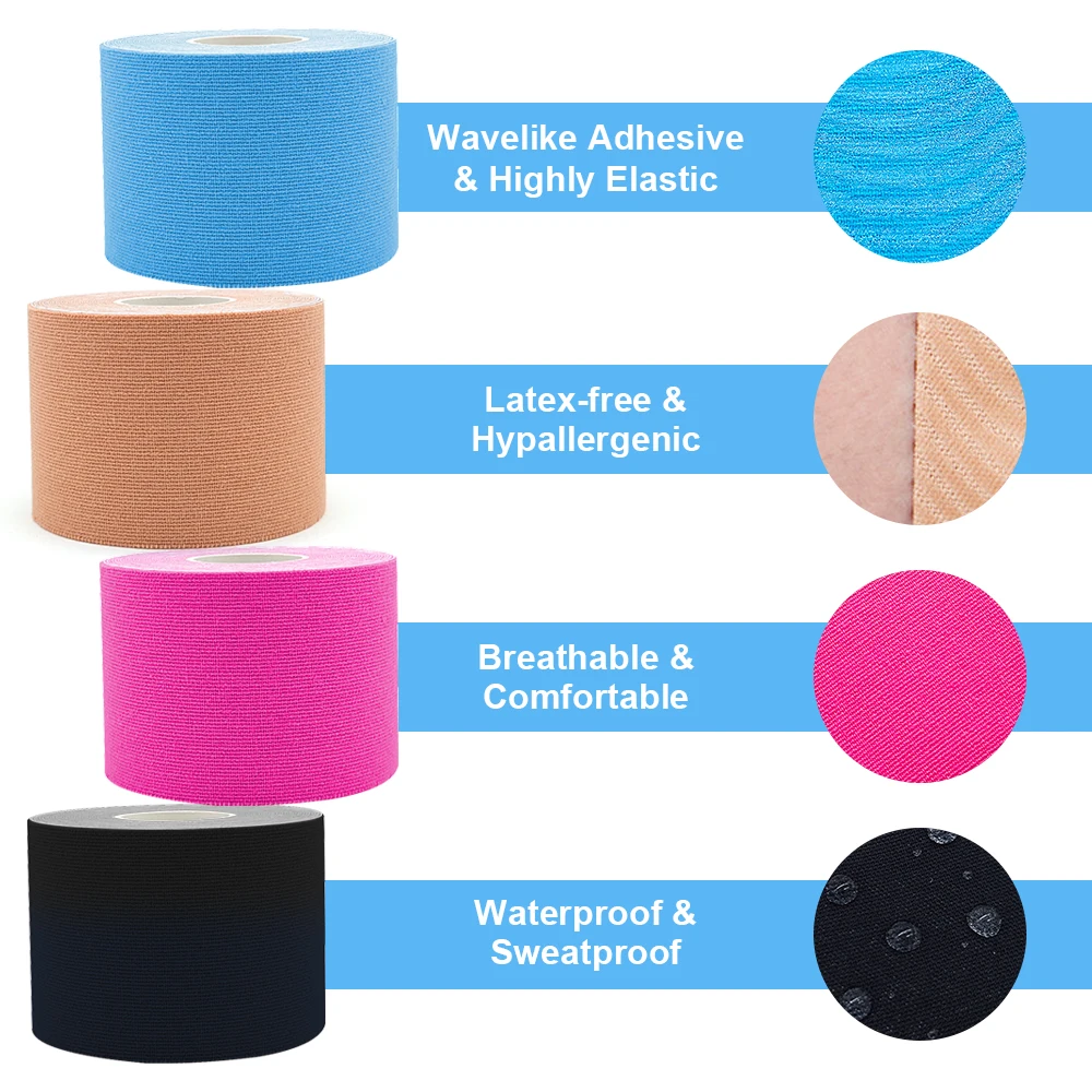 Athletic muscle sports protection kinesiology therapeutic KT tape for skin