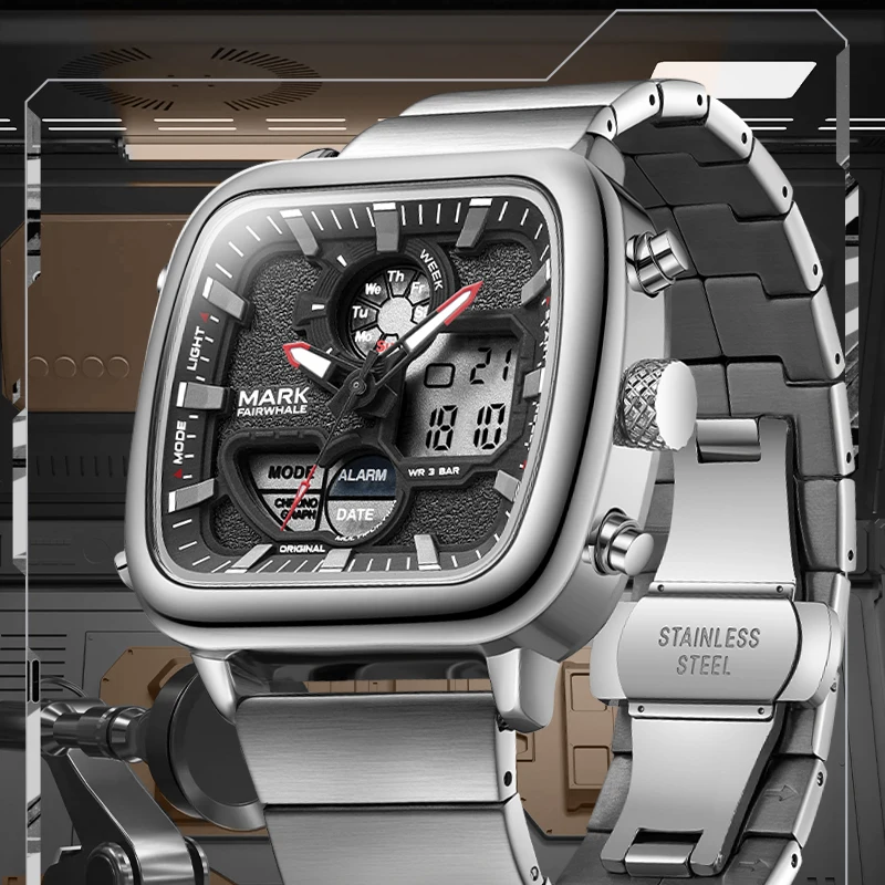 New Digital Watch 30m Waterproof Wristwatch LED Quartz Clock Sport Watch Male Big Watches Luminous