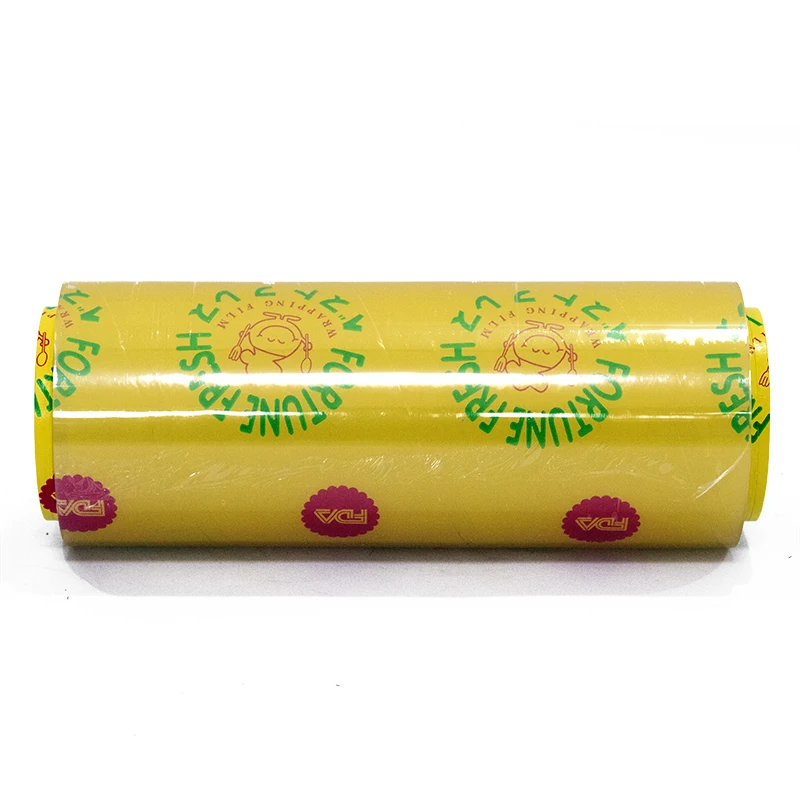 Customized FORTUNE FRESH PVC Cling Film Anti-fog Anti-stain Food Grade Wrap Roll Jumbo Roll For White Button Mushroom Fresh