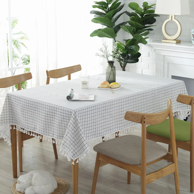 Kitchen Black White Grid Table Cloth Rectangular Tablecloth Dining Table Cover