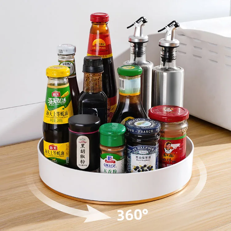 multi purpose utility kitchen countertop turntable spice rack white round rotating storage tray