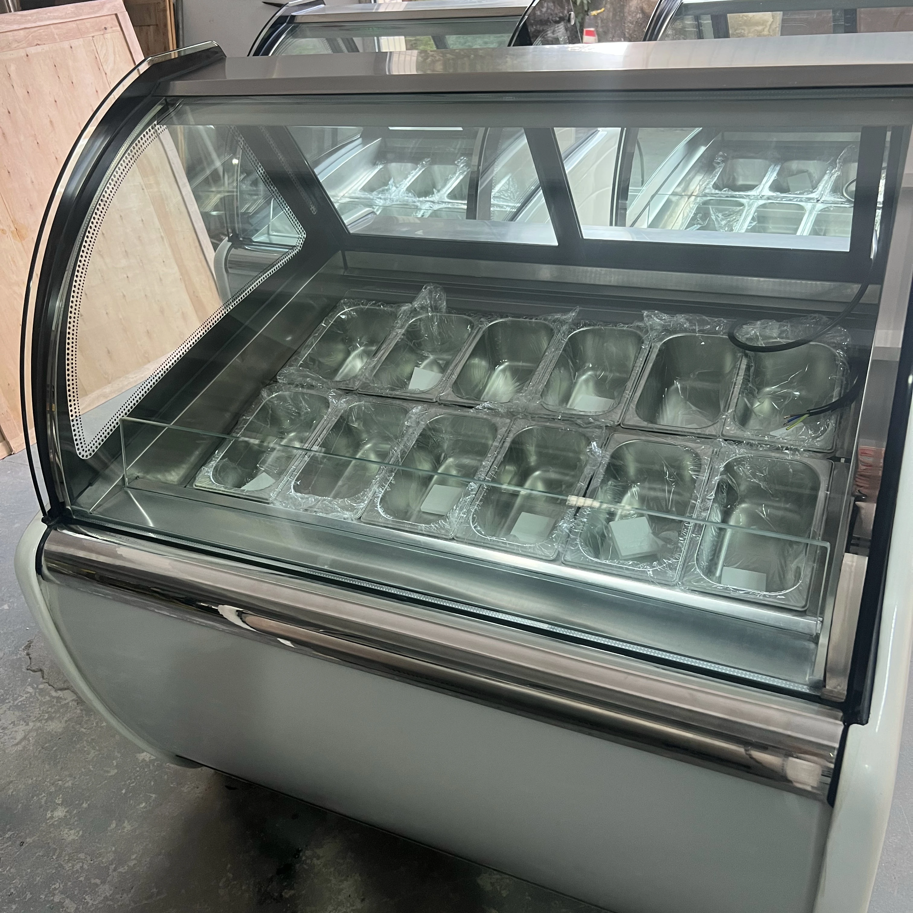 Commercial ice cream Glass display showcase 12/16/20 Pans Gelato Display Freezer Tabletop Ice Cream Showcase