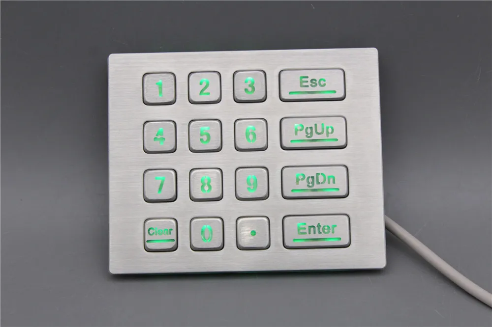  Киоск 16 клавиш промышленная USB матрица проводная металлическая кнопка на заказ цифровая клавиатура из нержавеющей стали