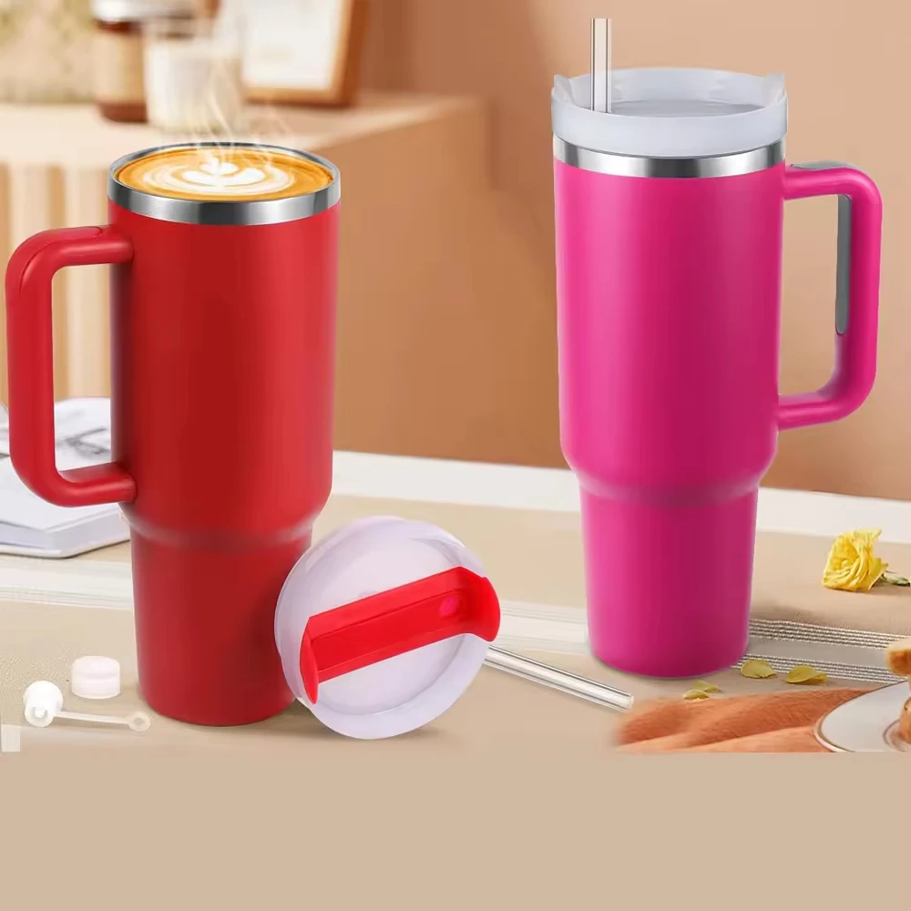 Custom logo Double Wall Insulated Stainless Steel 40 oz Tumbler 1200ml Car Cup With Handle Tumbler Drink Cup 40oz With Handle