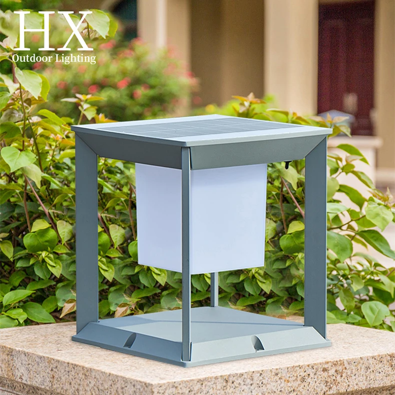 Solar Decor Pillar Lamp Outdoor Waterproof Ip65 Wall Head Fence Wall Head LED Lamp Modern Simplicity Villa Lawn Bollard Light
