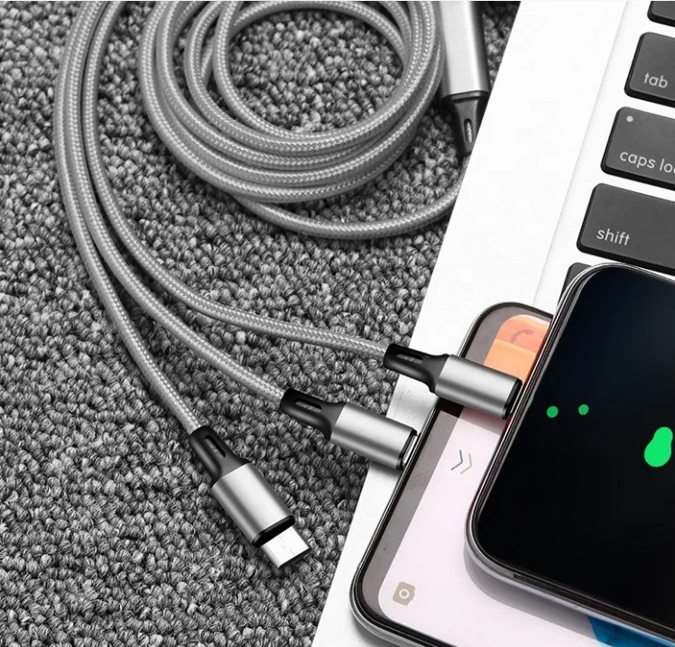 New 3 in 1 data charge cable type C micro usb cable for iPhone multi charging  for android mobile phone cable charger