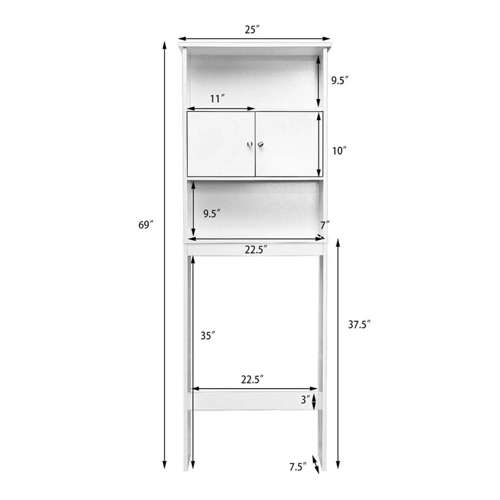 Домашний шкаф Cao Xian Hi для экономии пространства в туалете с тремя слоями и двумя дверцами полка ванной