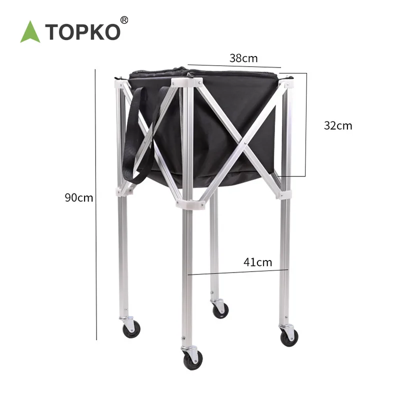 TOPKO Folding Tennis Storage Basket Easy Carrying & Folding Large Storage Movable Trolley Tennis Ball basket Tennis Ball Cart