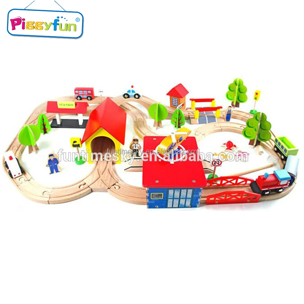 Hardcover puzzle wooden toy train track set