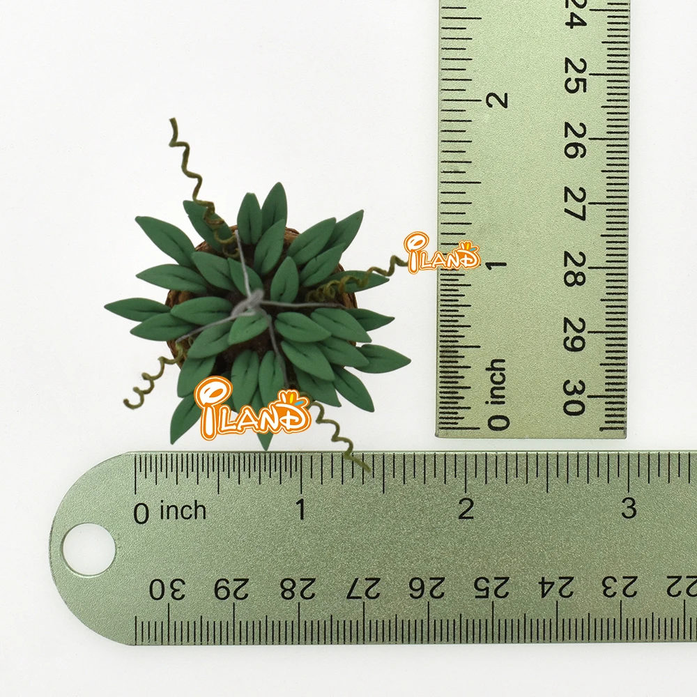 iland 1/12 Doll House Miniature Flower Hanging Basket Mini Clay Green Plant For Dollhouse Accessories Mini Scene Decor