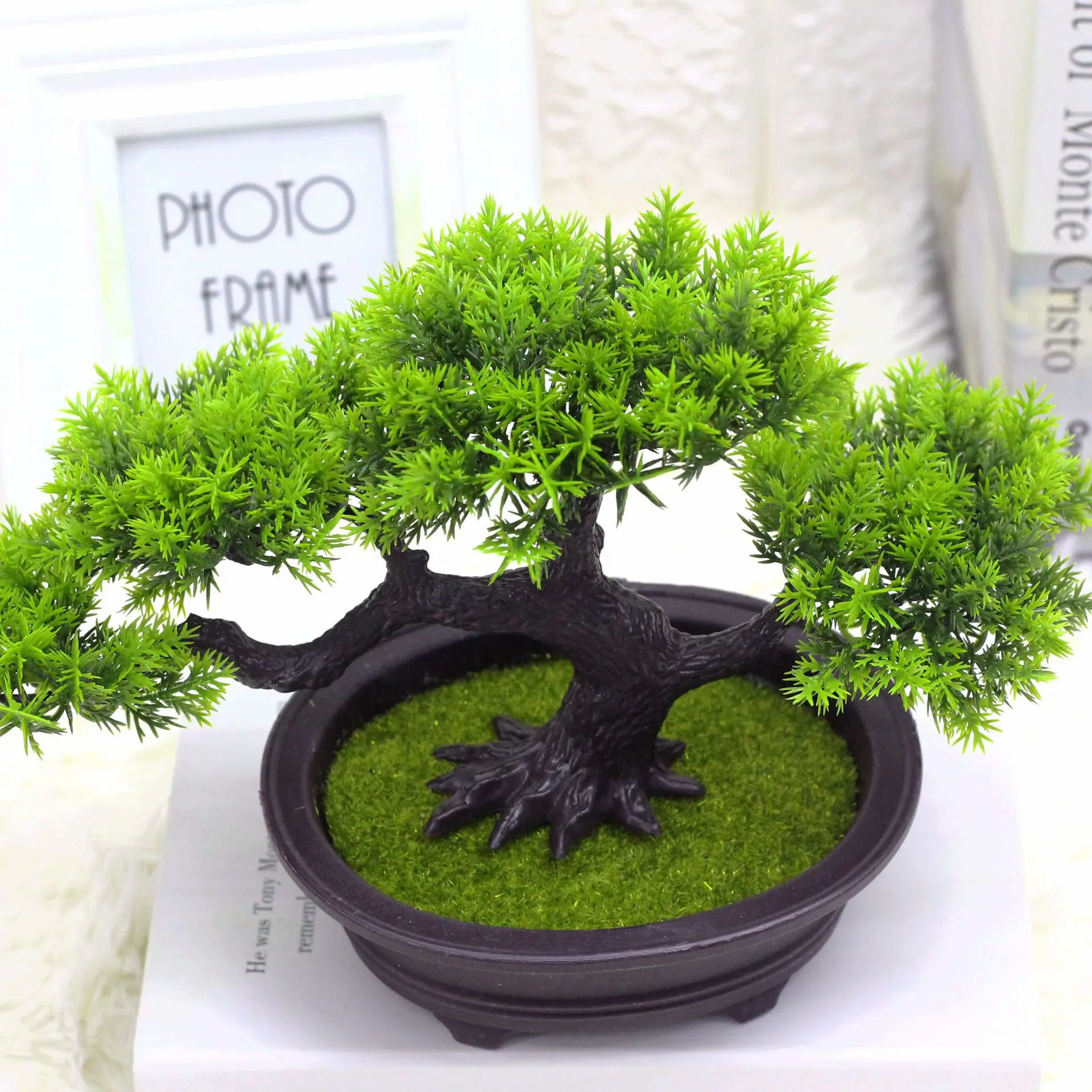 High quality simulation welcome pine bonsai plant flowers pots bonsai artificial plants for home decor