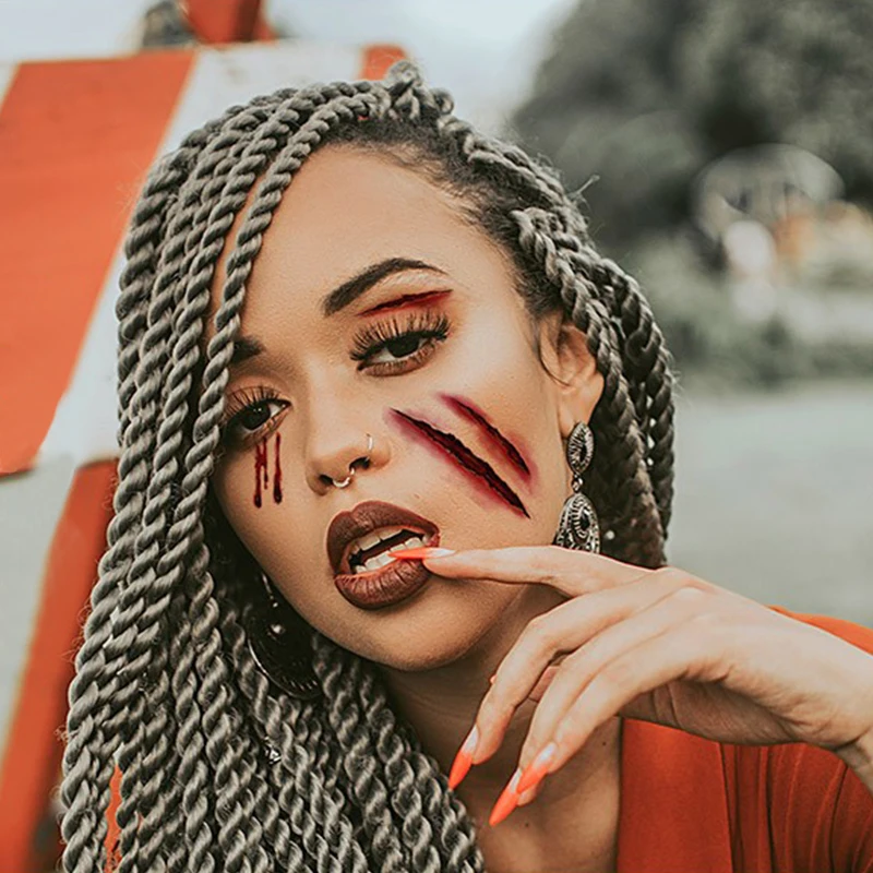 Custom Halloween temporary Tattoo Sticker fear party pumpkin kid Realistic Tattoo  Blood Wounds  For holiday party Decoration