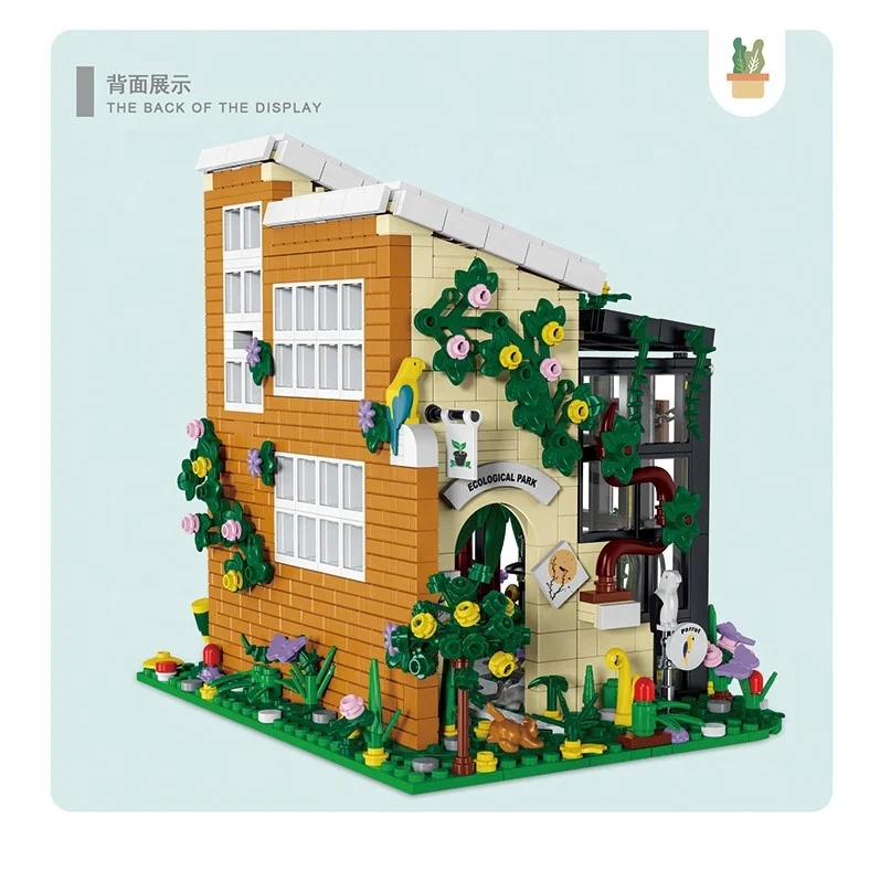 MORK 031063 Sunshine House  Ecological Park building blocks 1506pcs Street View  Modular Building For Kid Gift