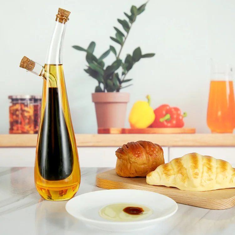 Oil Pot Kitchen Accessories 2 in 1  Empty Cooking Borosilicate Glass Wine Vodka Olive Oil & Balsamic Vinegar Jar Cruet Bottle