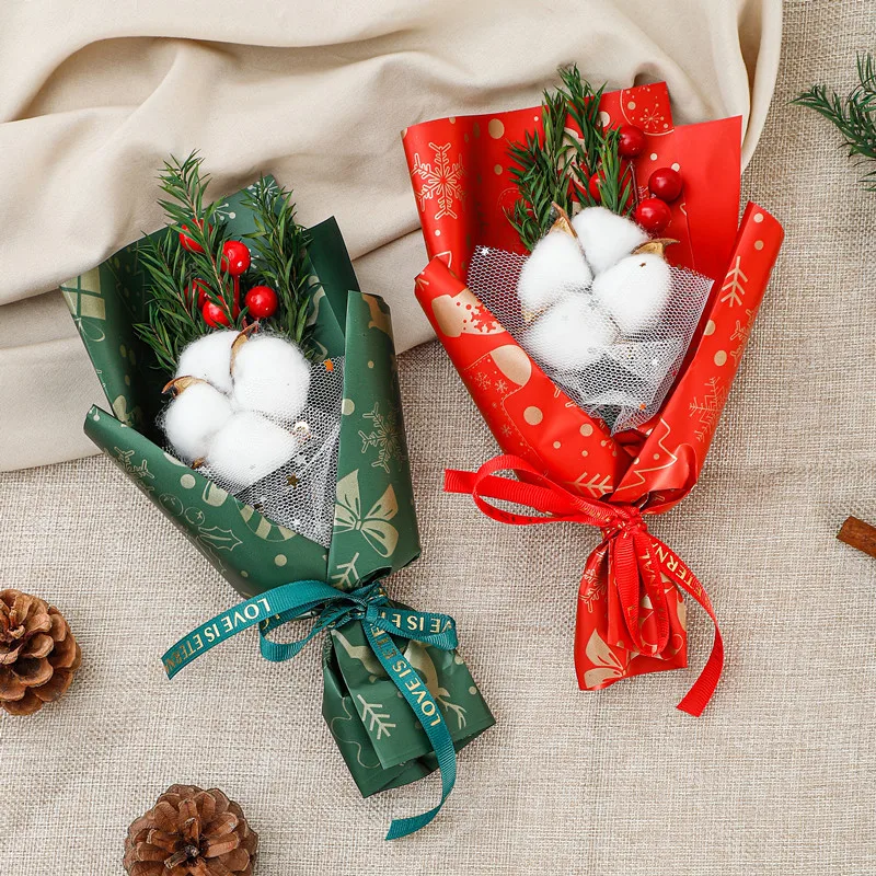 Wholesale Red Fruit Cotton Soap Rose Mini Dried Bouquet for Decoration Christmas Girlfriend Gift