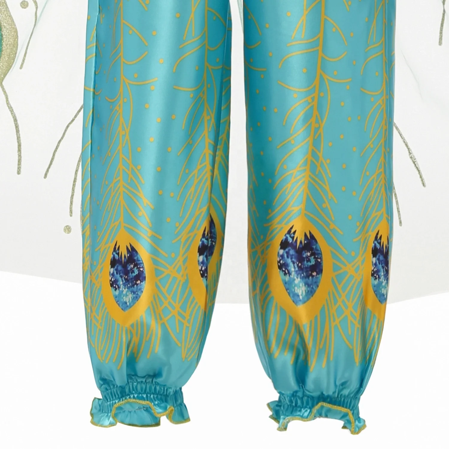 
Aladdin Cartoon Cosplay Costume Sequin Top And Sadin Pants 2-Piece Suit Princess Jasmine Clothing 