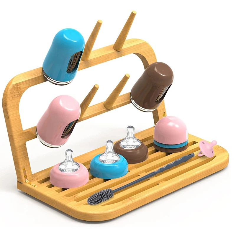 Бамбуковая сушилка для детских бутылок, складной держатель для детских бутылок, складной органайзер, стойка для посуды
