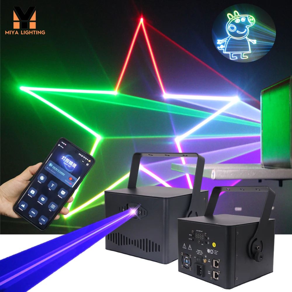 Лазеры для управления приложениями T2 5w rgb Анимация текстовый лазерный свет dj disco party bar club сценическое освещение
