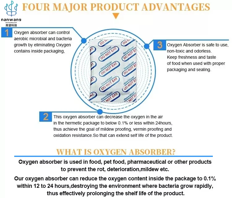 Food Packaging 10g 80pcs Mylar Bags 200CC 300CC 400CC 2500CC MSDS Oxygen Absorber