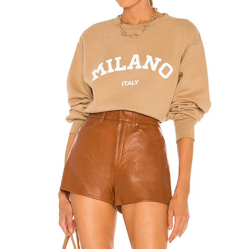 2023 Women Clothing Custom High Quality Drop Shoulder French Terry Plain Pullover Oversize Women Crewneck Sweatshirt Unisex