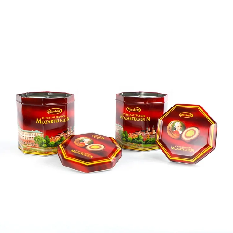 Custom Eco-Friendly Offset Printing Glossy Varnish Metal Coffee Candy Chocolate Tin Can With Lid