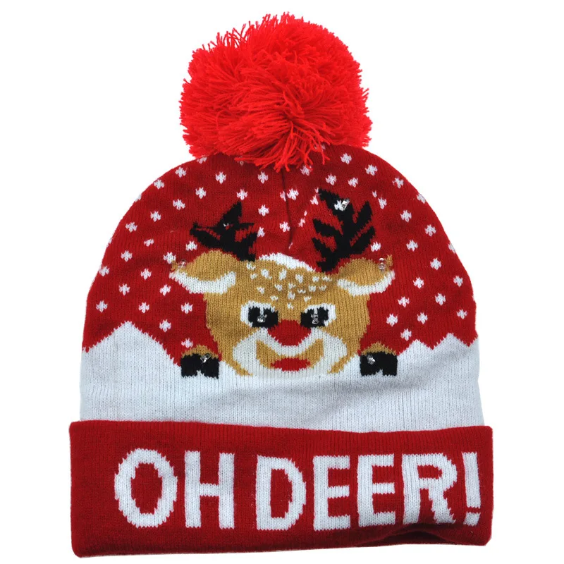 100% Acrylic Knitting beanie hat with led light inside black color LED Beanies for Christmas