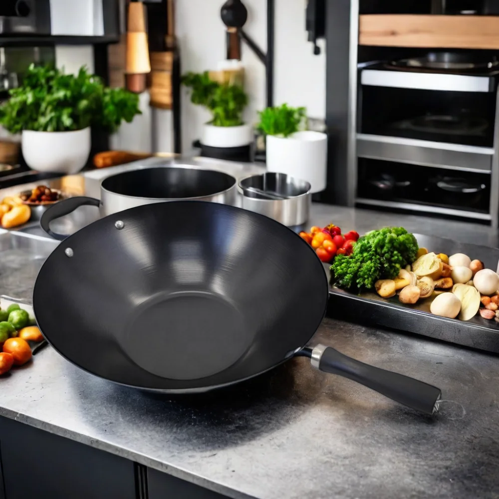 Hot Selling 0.8mm round Non-Stick Wok Pan Custom Carbon Steel Cast Iron Wholesale at Reasonable Price