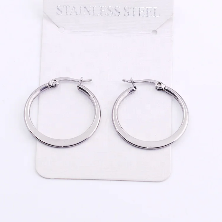 Wholesale Custom Fashion Jewelry Classic Earrings Silver Plated Stainless Steel Twisted Round Hoop Earrings for Women