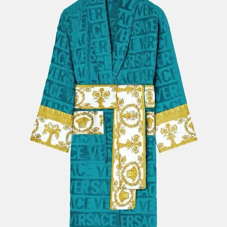 Customized Cut velvet jacquard bathrobe  100%cotton men & women towel bathrobe