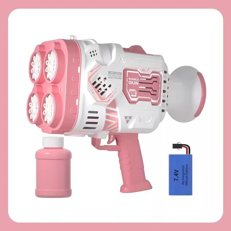 Color Box Best Selling Electric Bubble Shooting Airbrush Soap Manufacturer 40 Hole Bazooka Bubble Gun Outdoor Bubble Toy Plastic