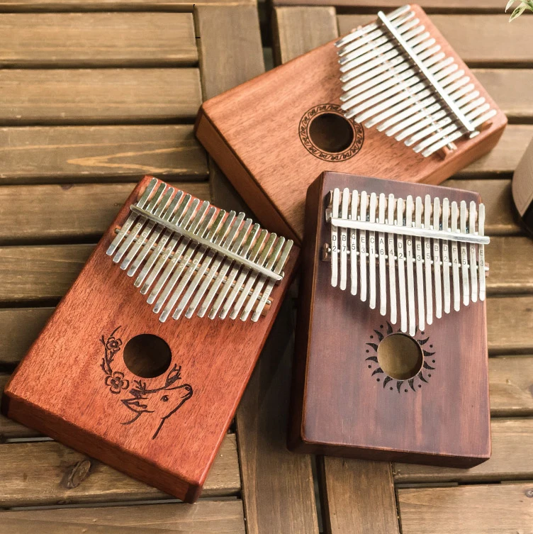 Миниатюрный деревянный музыкальный инструмент Kalimba 17 клавиш пианино с большим