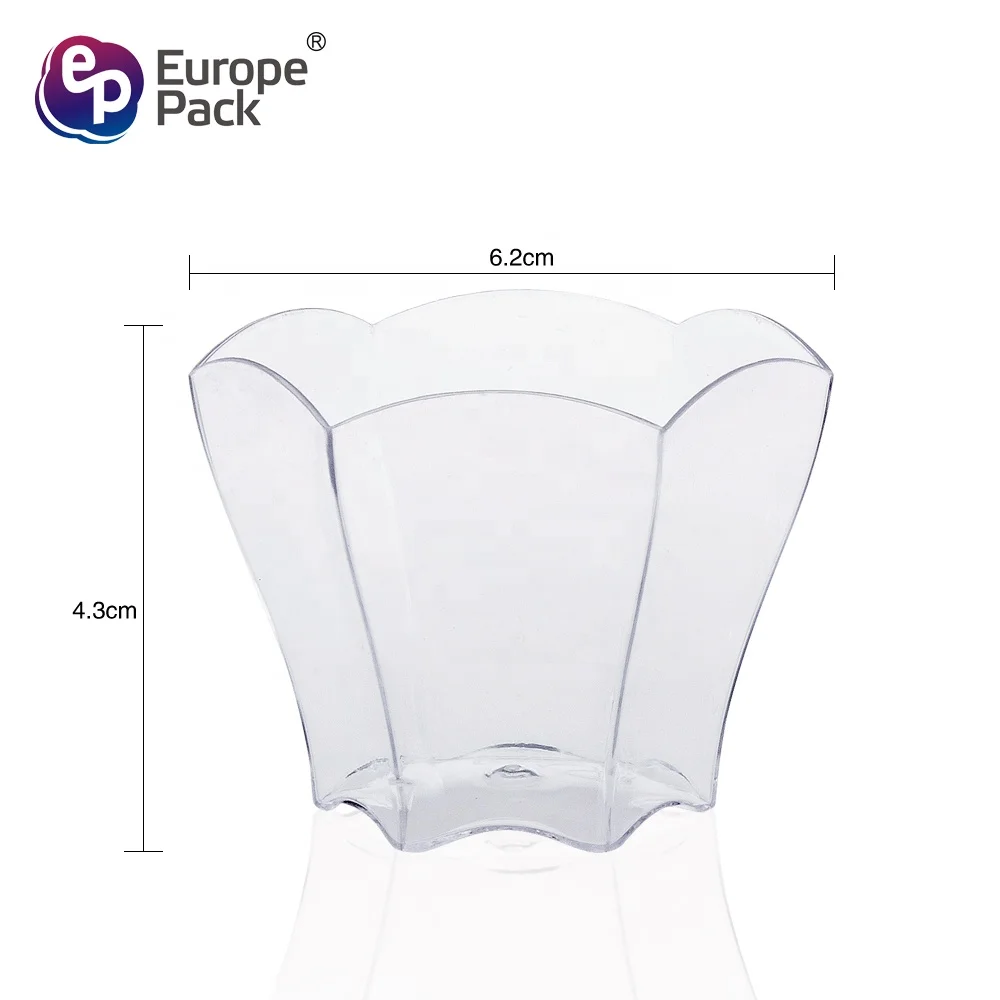 Europe-Pack 70ml 2.5OZ  flower shape mini disposable clear plastic dessert cup