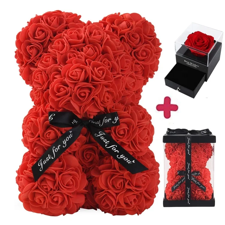 Foam Rose Bear Artificial Rose Bear For Anniversary Wedding Mothers Day Valentines Gift