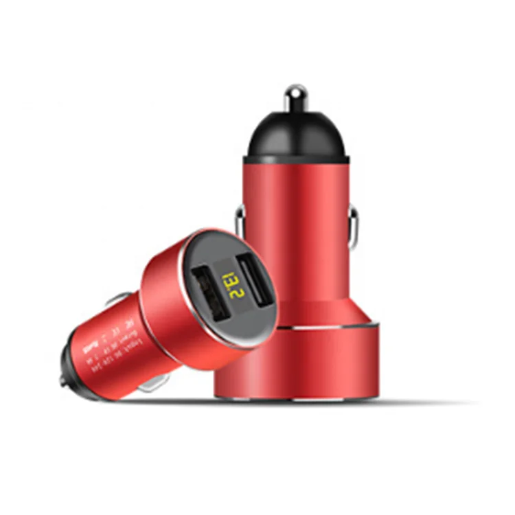 2.4A Multi-function Dual Port USB Quick Car charger with LED Digital Display