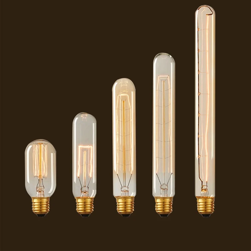 Best Selling T10 T185 T225 T300 Edison Vintage Bulb 25w 40w 60w Retro Lamps E26 E27 B22 T30 Tubular Tungsten Filament Light Bulb