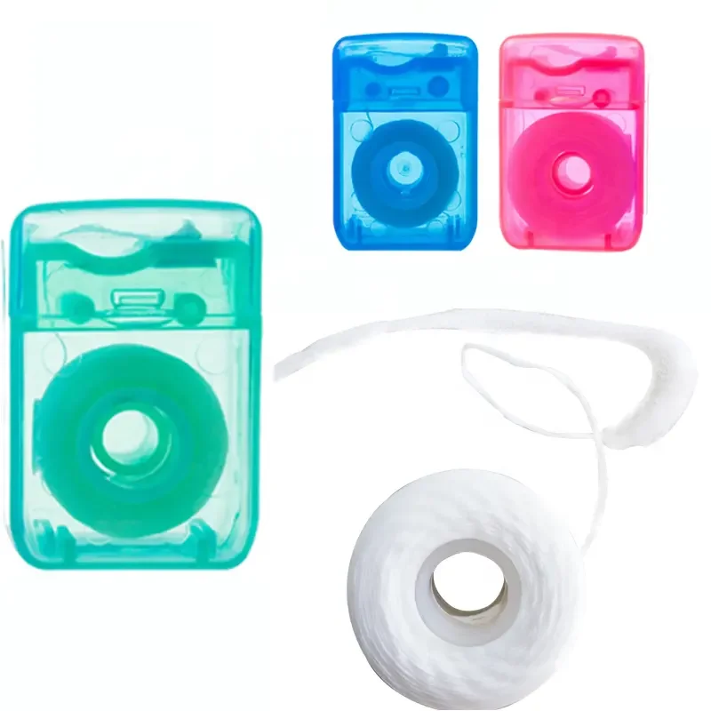 Deep Oral Clean White Mint Waxed Gum Nylon Expandable Dental Floss 50m Boxed Expanding Floss Roll Made from Bamboo Plastic PTFE