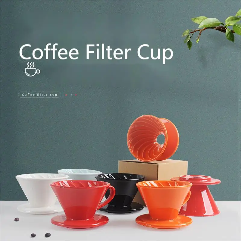 Hot Selling Ceramic Coffee Drip Filter Cup Glossy Spiral Coffee Filter Dripper