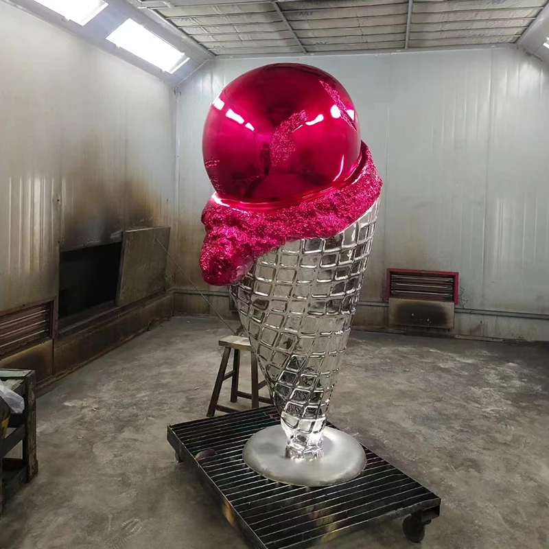 fiberglass sculpture customized electroplated ice cream outdoor decoration desserts pudding model props
