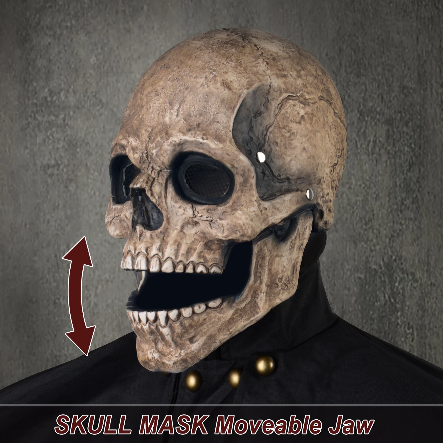 Заводская в наличии, латексная Реалистичная маска на голову с черепом для вечеринки, шлем, Хэллоуин, ужас, голова, скелет, маска с движущимися челюстями, маска с черепом