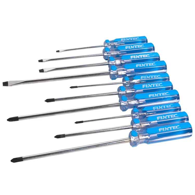 FIXTEC 75mm/100mm/150mm Non Slip Tip Transparent Plastic Handle Hand Tool Magnetic Pozidriv Screwdriver